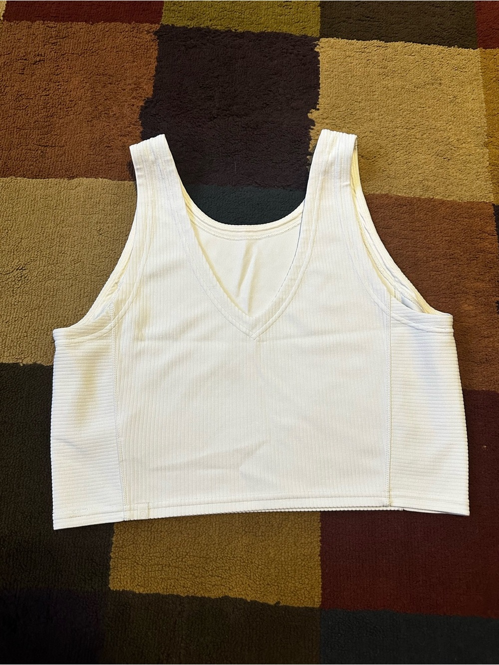 lululemon athletica White Ribbed V-Neck Crop Tank